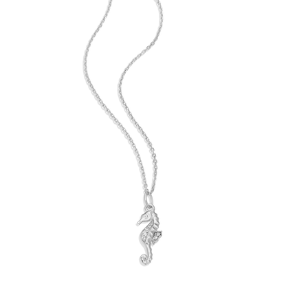 Seahorse Pendant Necklace in Rhodium-Plated Sterling Silver | M by Monte Luna