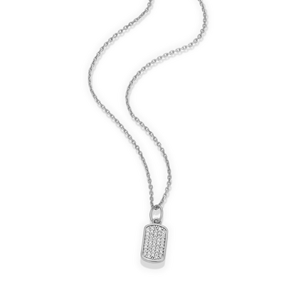 Hex Tag Pendant Necklace in Rhodium-Plated Sterling Silver | M by Monte Luna