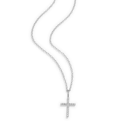 Cross Pendant Necklace in Rhodium-Plated Sterling Silver | M by Monte Luna