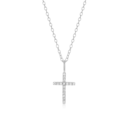 Cross Pendant Necklace in Rhodium-Plated Sterling Silver | M by Monte Luna