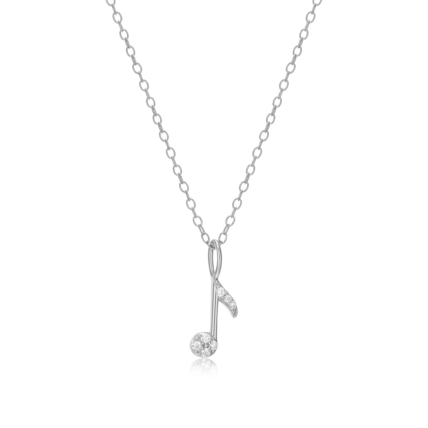 Eighth Note Pendant Necklace in Rhodium-Plated Sterling Silver | M by Monte Luna