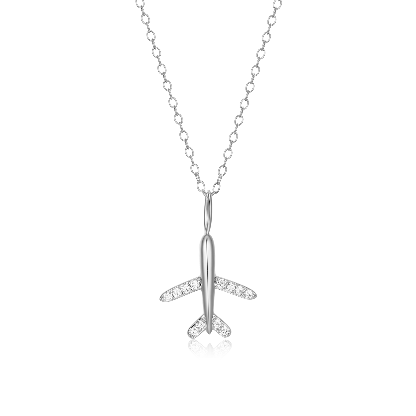 Airplane Pendant Necklace in Rhodium-Plated Sterling Silver | M by Monte Luna