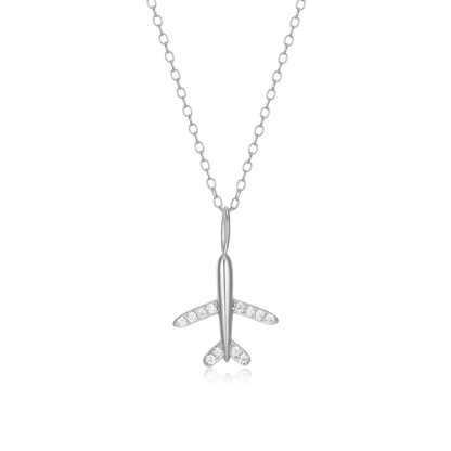Airplane Pendant Necklace in Rhodium-Plated Sterling Silver | M by Monte Luna