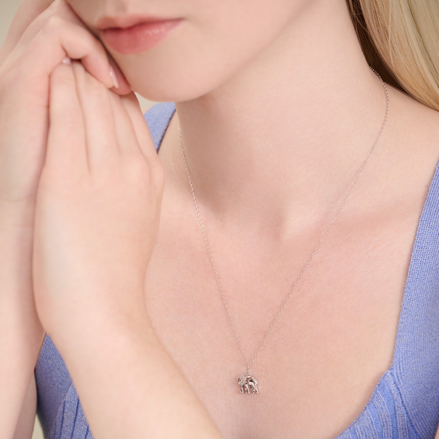 Elephant Pendant Necklace in Rhodium-Plated Sterling Silver | M by Monte Luna