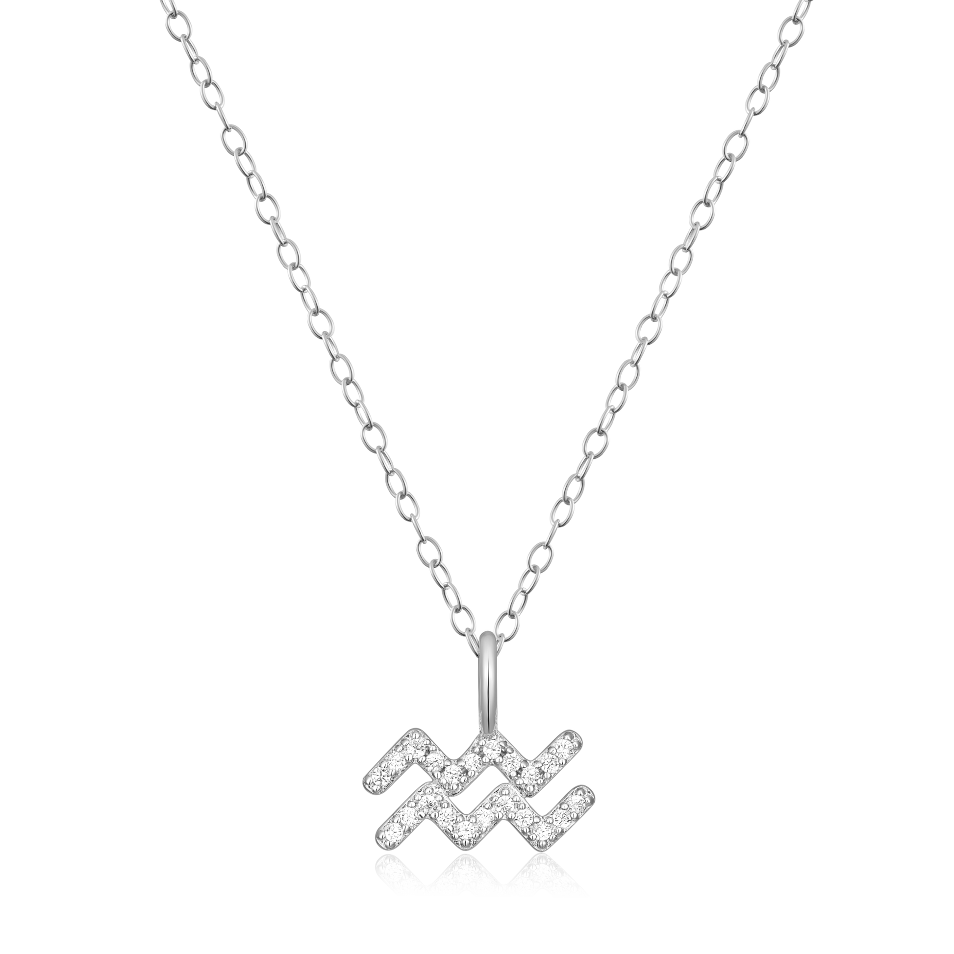 Aquarius Constellation Pendant Necklace in Rhodium-Plated Sterling Silver | M by Monte Luna
