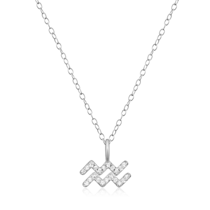 Aquarius Constellation Pendant Necklace in Rhodium-Plated Sterling Silver | M by Monte Luna