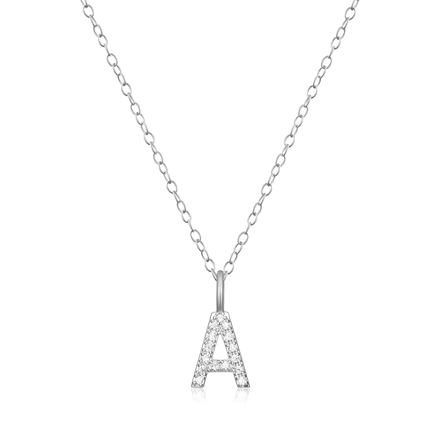 Letter "A" Initial Pendant Necklace in Rhodium-Plated Sterling Silver | M by Monte Luna