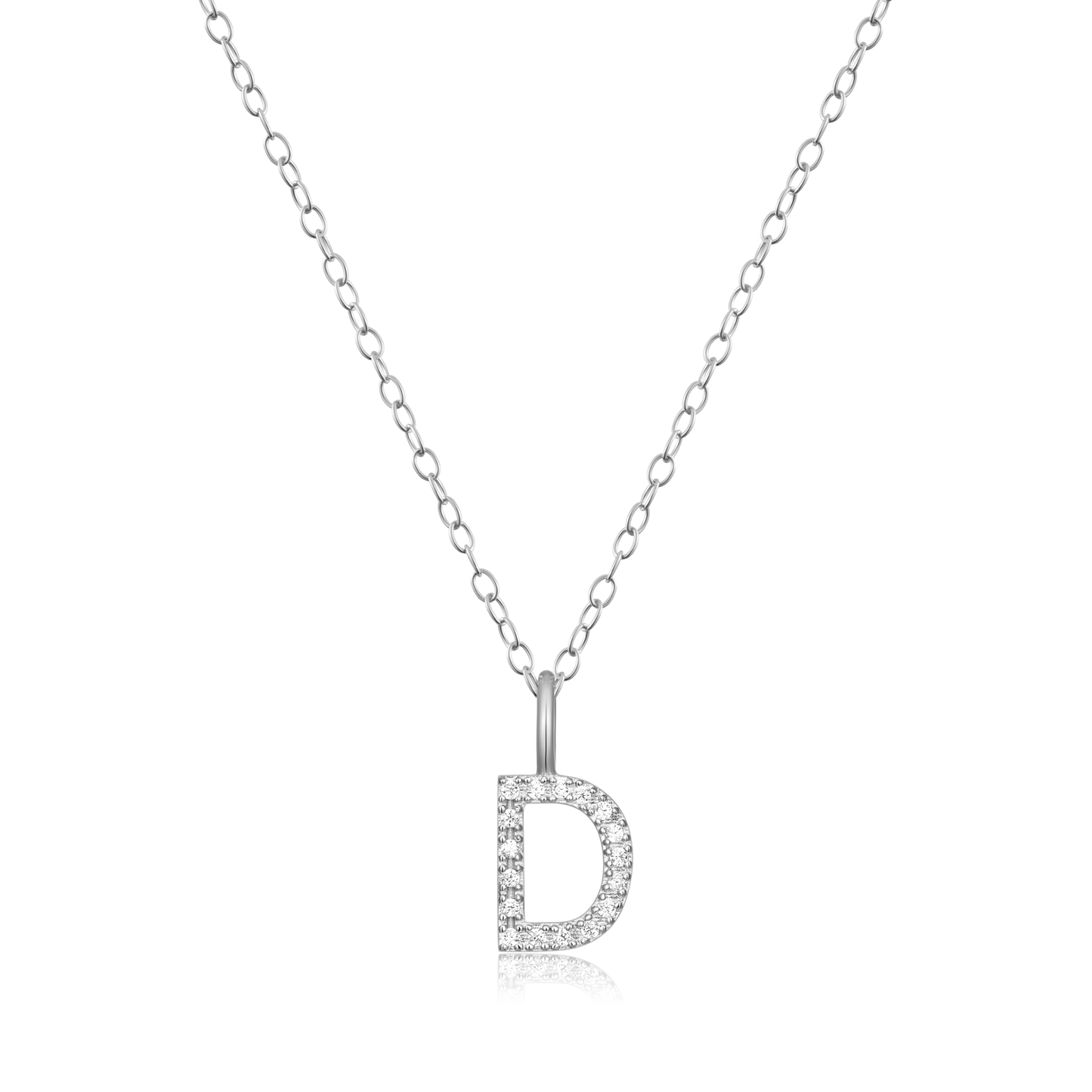Letter "D" Initial Pendant Necklace in Rhodium-Plated Sterling Silver | M by Monte Luna