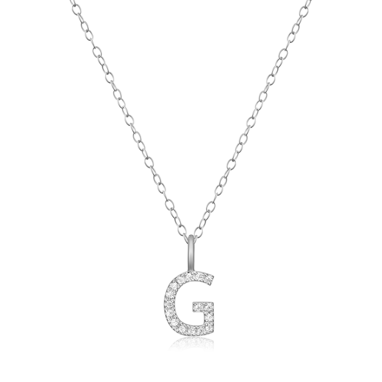 Letter "G" Initial Pendant Necklace in Rhodium-Plated Sterling Silver | M by Monte Luna