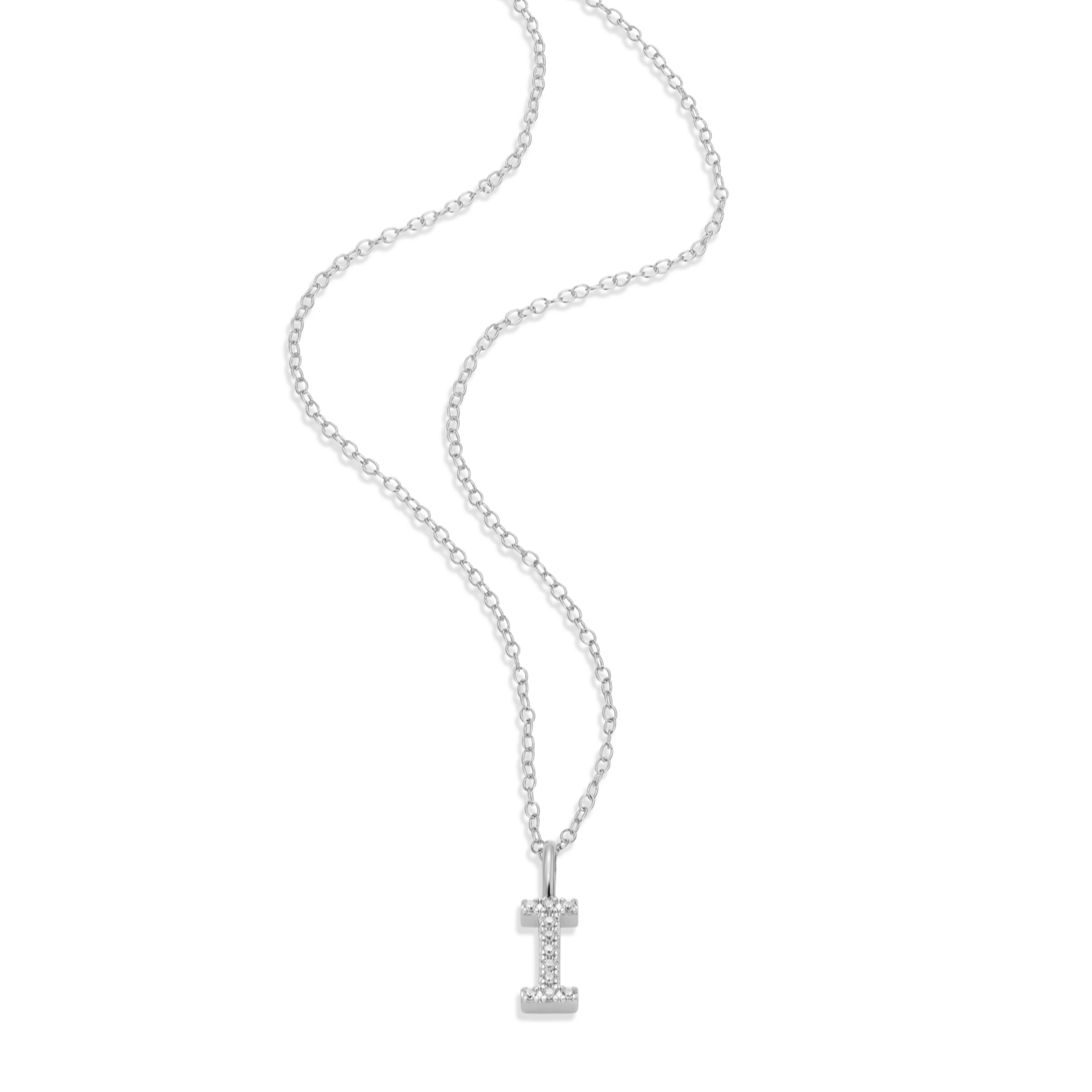 Letter "I" Initial Pendant Necklace in Rhodium-Plated Sterling Silver | M by Monte Luna