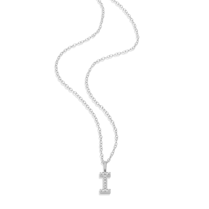 Letter "I" Initial Pendant Necklace in Rhodium-Plated Sterling Silver | M by Monte Luna
