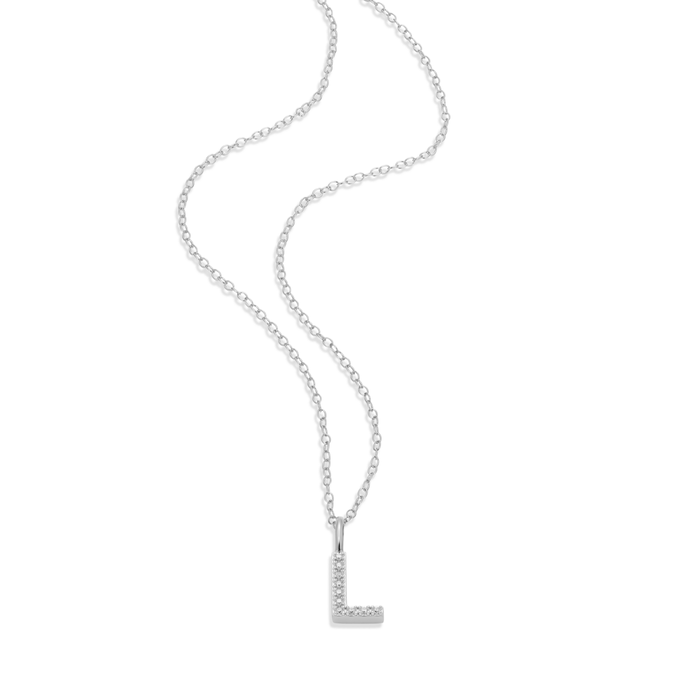 Letter "L" Initial Pendant Necklace in Rhodium-Plated Sterling Silver | M by Monte Luna