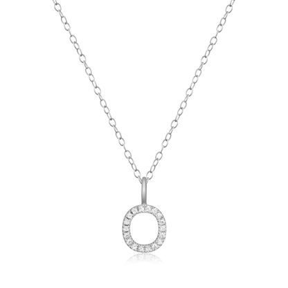 Letter "O" Initial Pendant Necklace in Rhodium-Plated Sterling Silver | M by Monte Luna