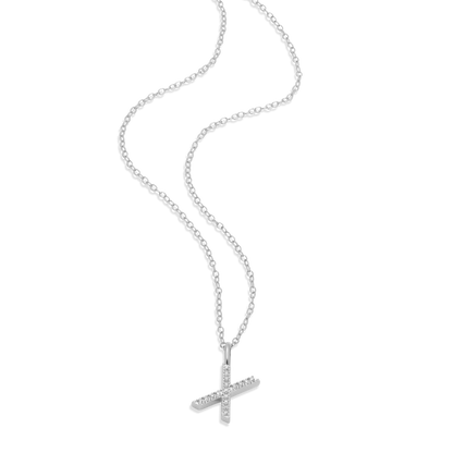 Letter "X" Initial Pendant Necklace in Rhodium-Plated Sterling Silver | M by Monte Luna