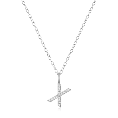 Letter "X" Initial Pendant Necklace in Rhodium-Plated Sterling Silver | M by Monte Luna