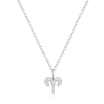 Aries Constellation Pendant Necklace in Rhodium-Plated Sterling Silver | M by Monte Luna