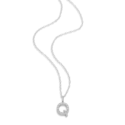 Letter "Q" Initial Pendant Necklace in Rhodium-Plated Sterling Silver | M by Monte Luna