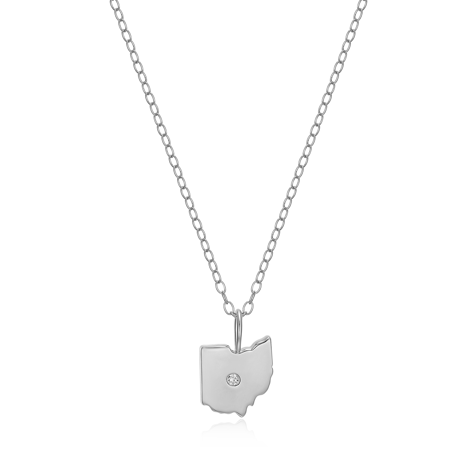 Ohio State Lab-Created Diamond Pendant Necklace in Rhodium-Plated Sterling Silver | M by Monte Luna