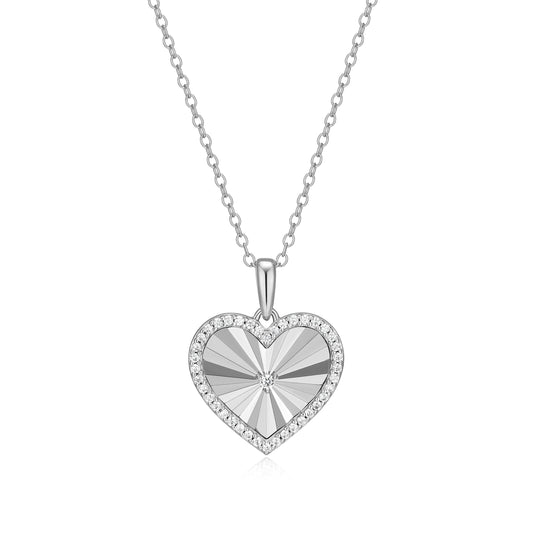 BN0311W - Sunray Heart Pendant Necklace | m by monte luna