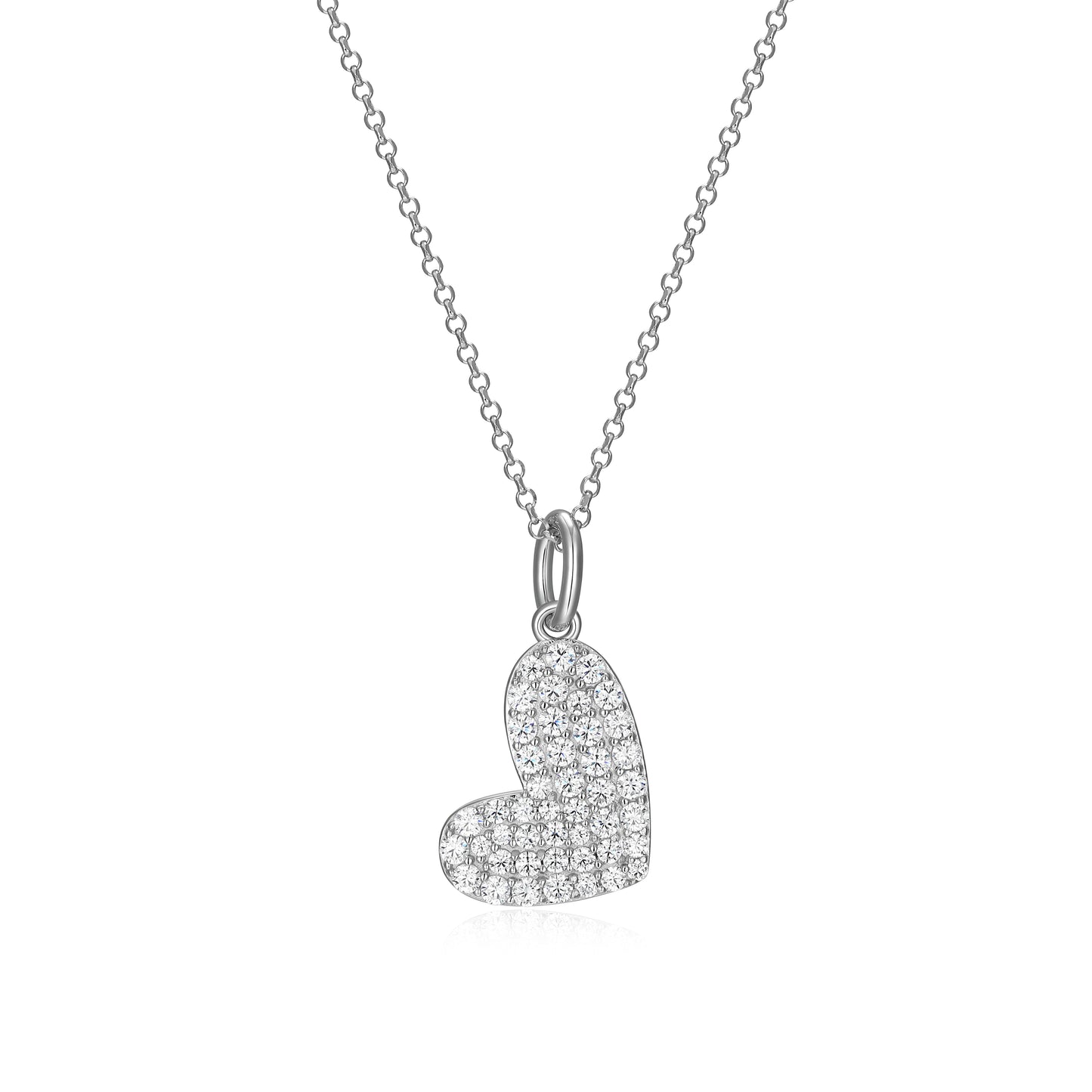 RN0197 - Radiant Pavé Heart Pendant Necklace | reign
