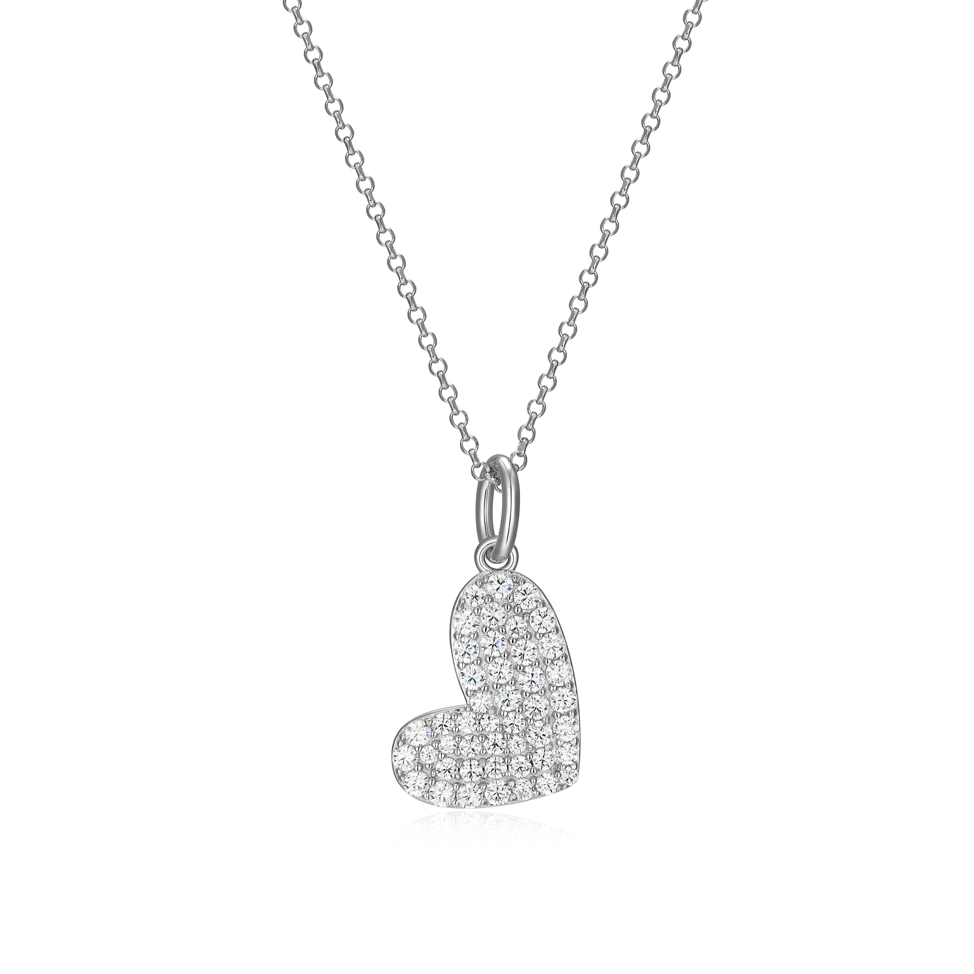 RN0197 - Radiant Pavé Heart Pendant Necklace | reign