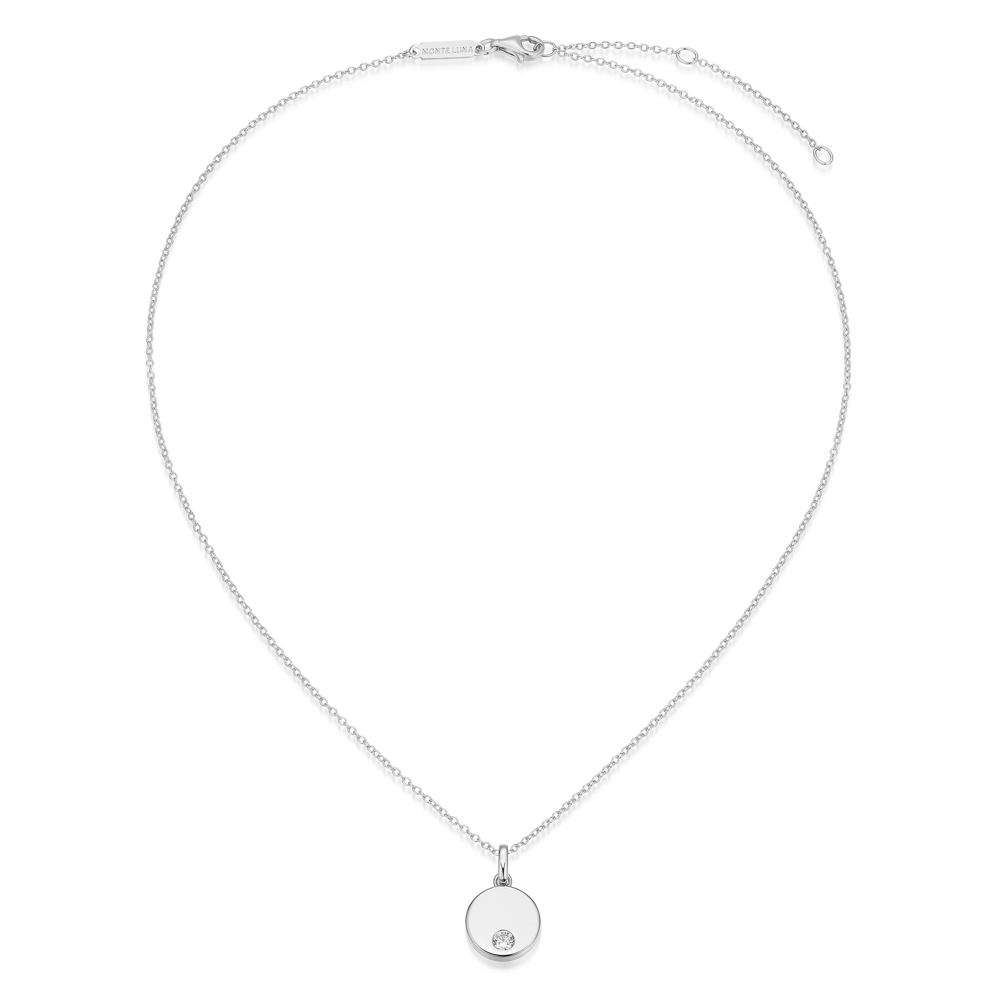 BN0264W - Round Disc Pendant Necklace | m by monte luna