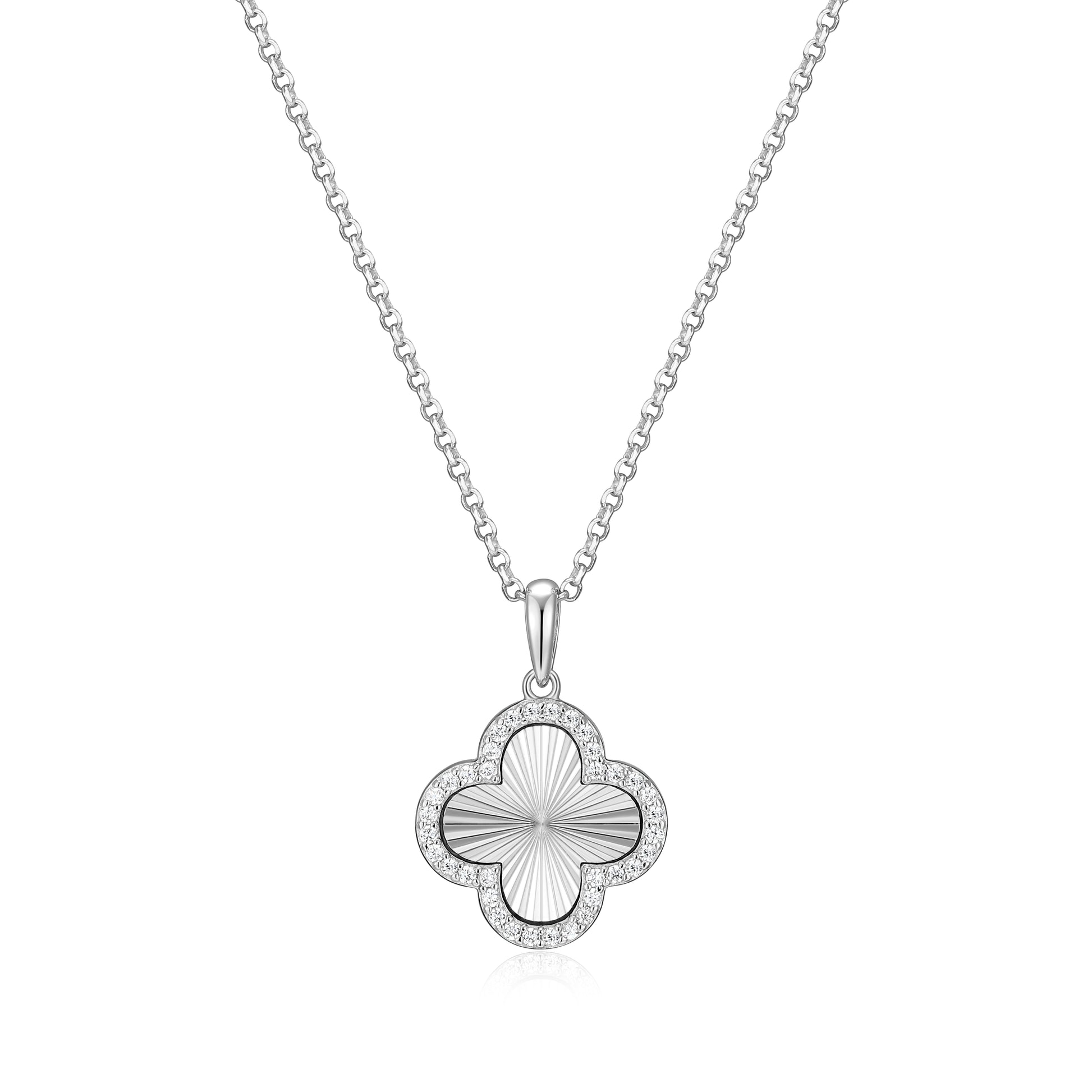 RN0228W - Sunray Clover Pendant Necklace | reign