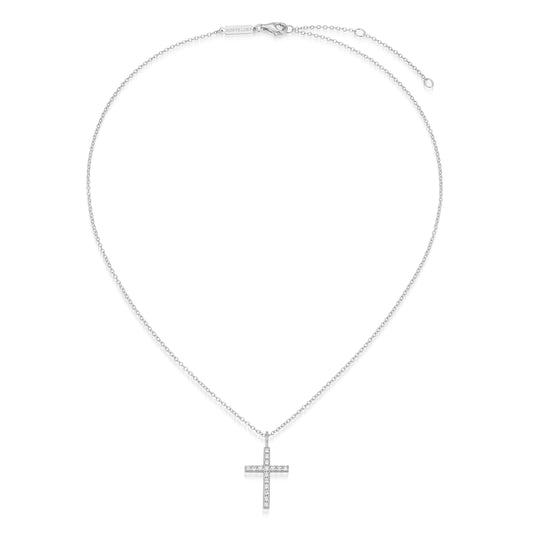 BN0279W - Medium Cross Lab-Created Diamond Pendant Necklace | m by monte luna