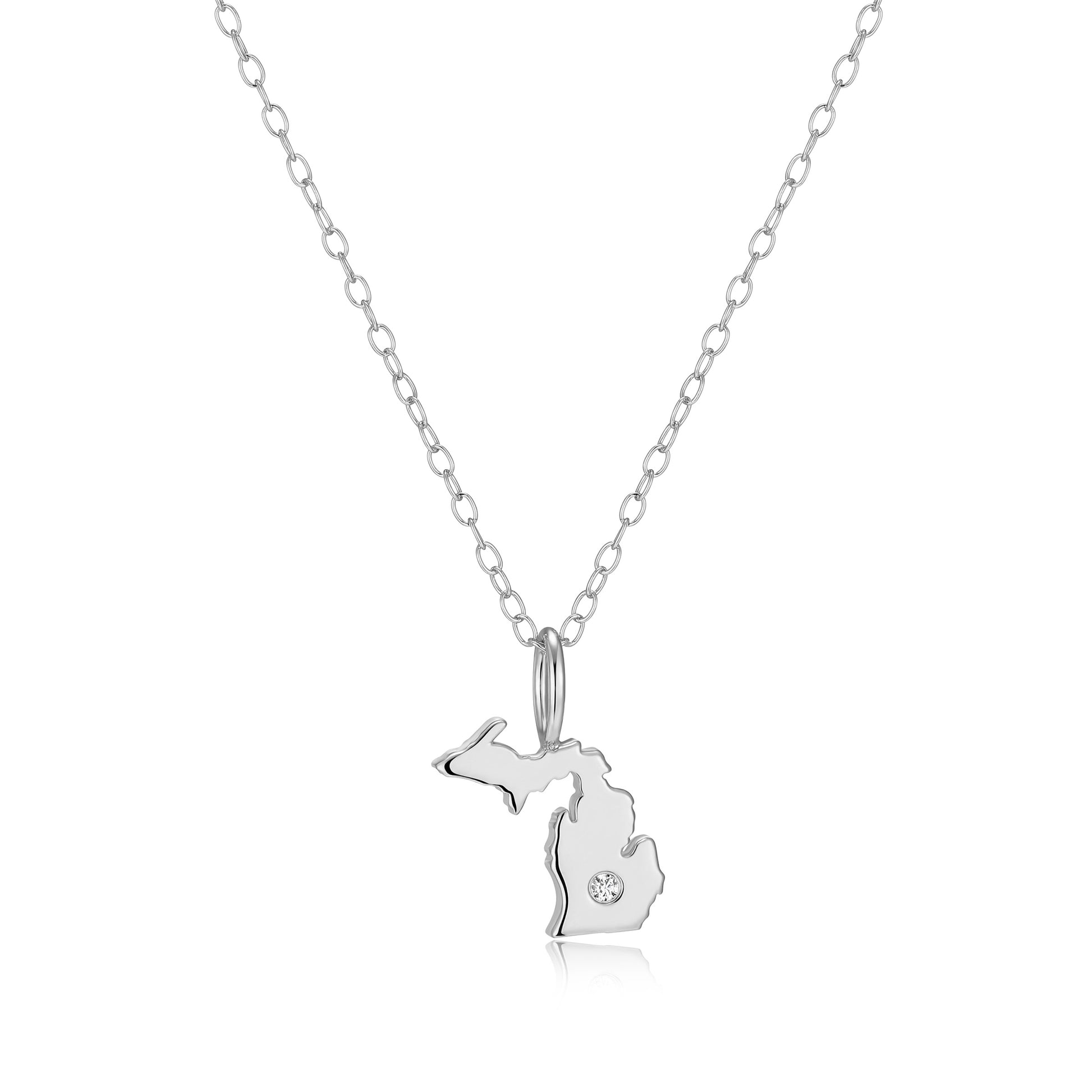 BN0280W - Michigan State Lab-Created Diamond Pendant Necklace | m by monte luna