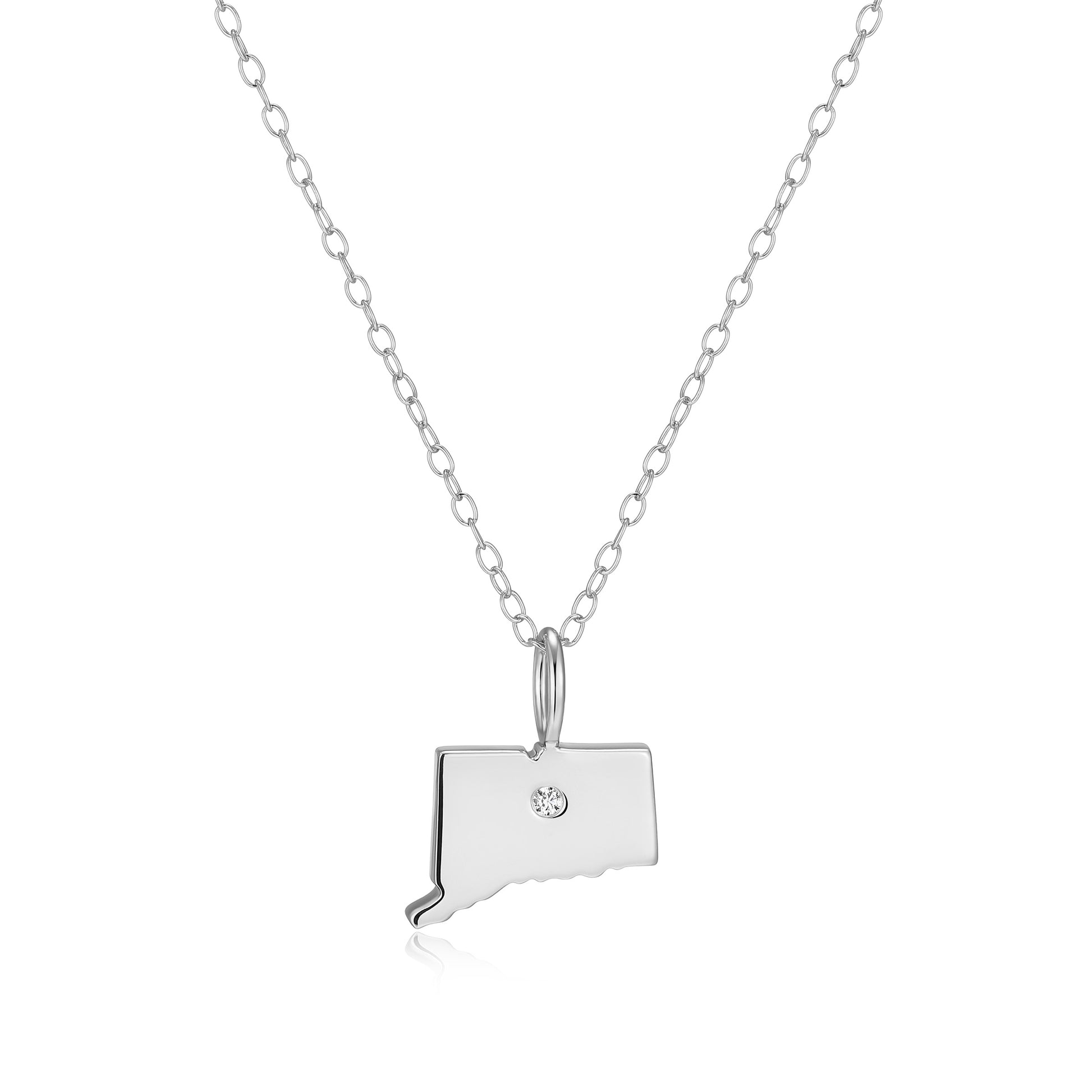 BN0282W - Connecticut State Lab-Created Diamond Pendant Necklace | m by monte luna