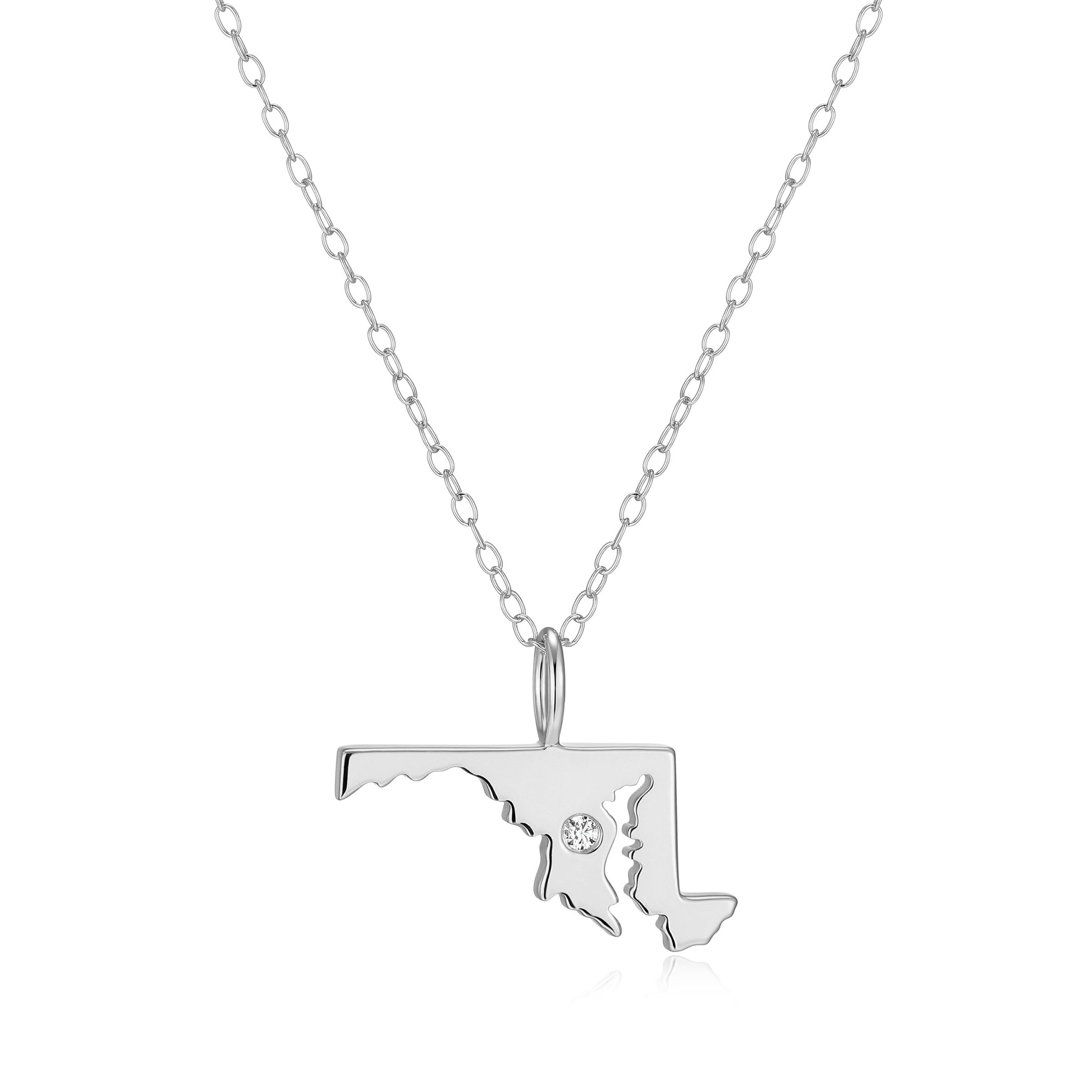 BN0285W - Maryland State Lab-Created Diamond Pendant Necklace | m by monte luna
