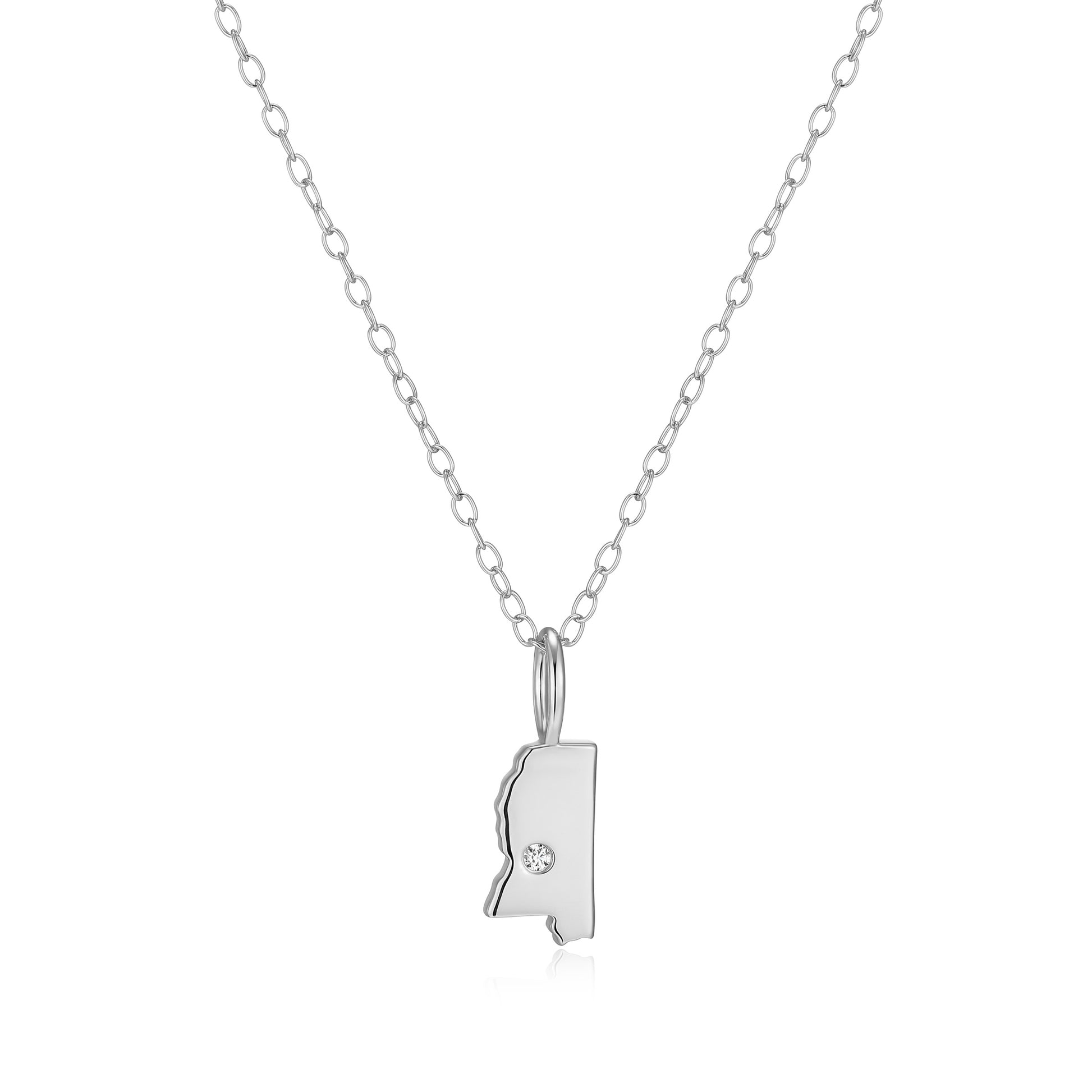 BN0287W - Mississippi State Lab-Created Diamond Pendant Necklace | m by monte luna