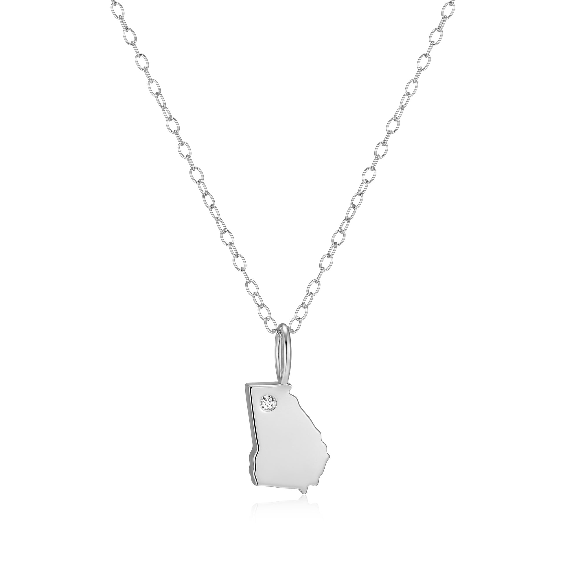BN0291W - Georgia State Lab-Created Diamond Pendant Necklace | m by monte luna
