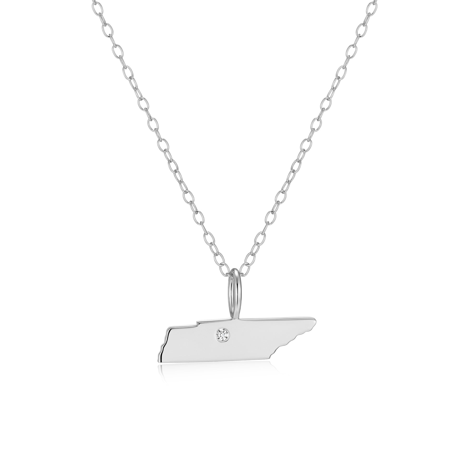 BN0293W - Tennessee State Lab-Created Diamond Pendant Necklace | m by monte luna