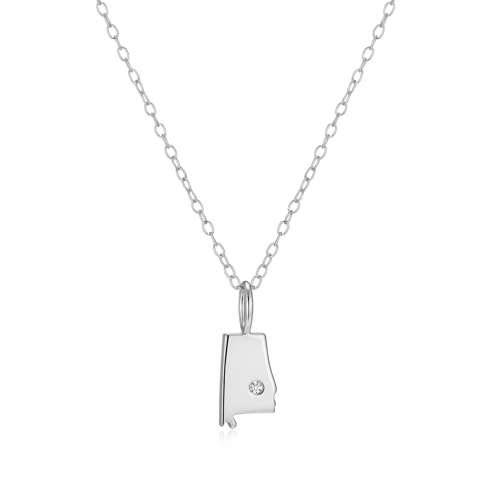 BN0297W - Alabama State Lab-Created Diamond Pendant Necklace | m by monte luna