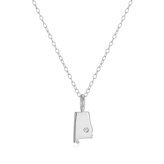 BN0297W - Alabama State Lab-Created Diamond Pendant Necklace | m by monte luna