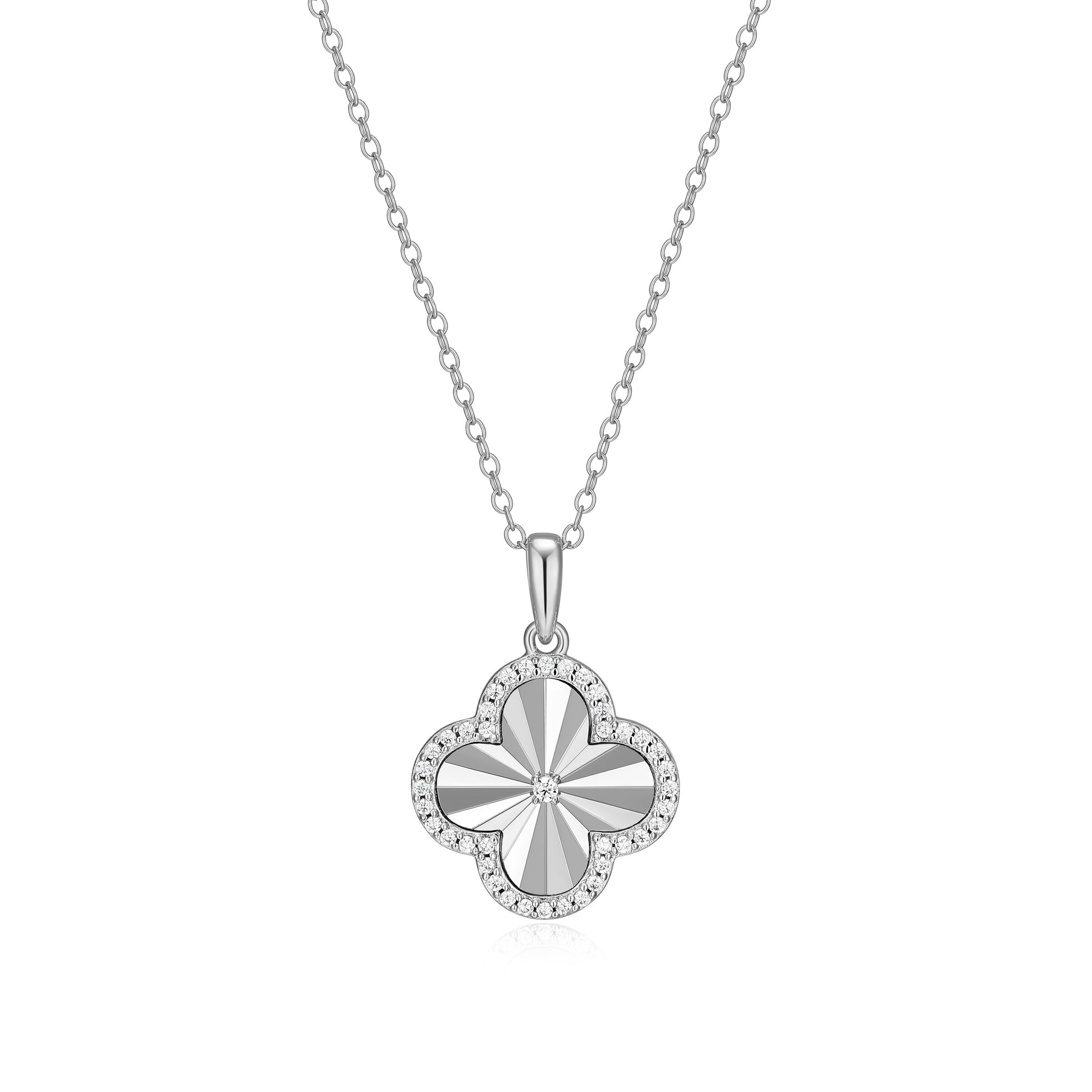 BN0309W - Sunray Clover Pendant Necklace | m by monte luna