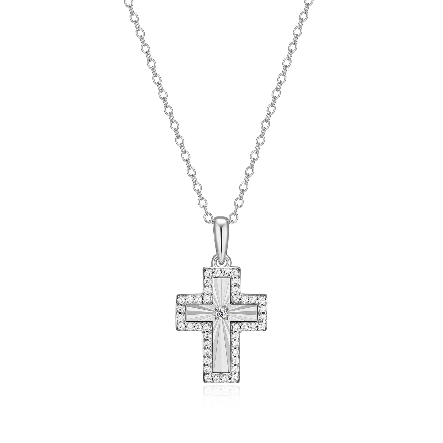 BN0310W - Sunray Cross Pendant Necklace | m by monte luna