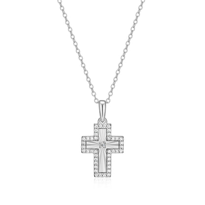 BN0310W - Sunray Cross Pendant Necklace | m by monte luna