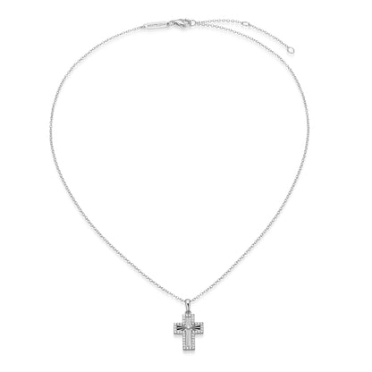 BN0310W - Sunray Cross Pendant Necklace | m by monte luna