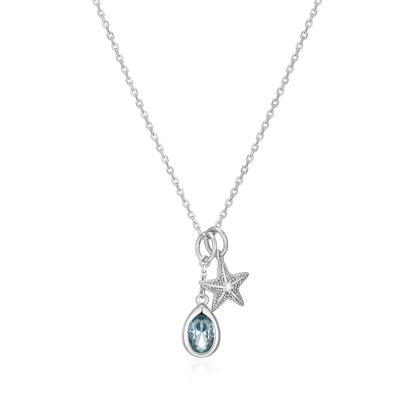 RN0296W - Blue Spinel & Starfish Charm Necklace | reign