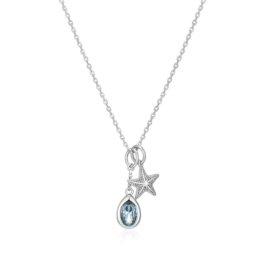 RN0296W - Blue Spinel & Starfish Charm Necklace | reign