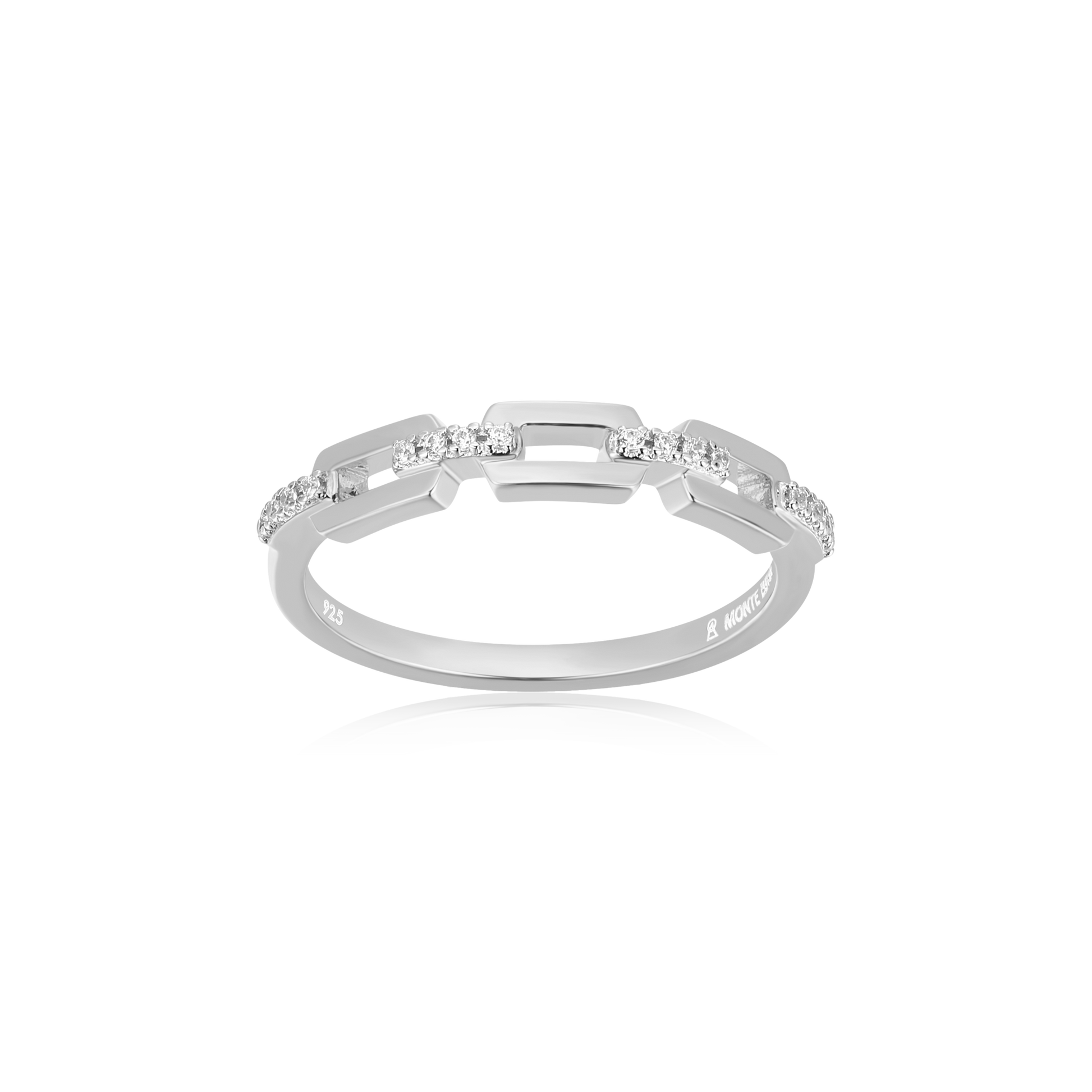 Mini-Link Stackable Ring in Rhodium-Plated Sterling Silver | M by Monte Luna