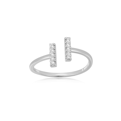 Parallel Bars Open Ring in Rhodium-Plated Sterling Silver | M by Monte Luna