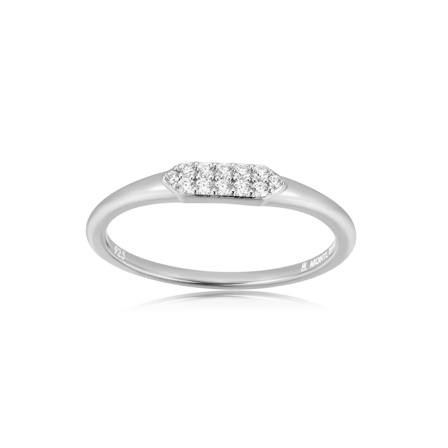 Long Hex Stackable Ring in Rhodium-Plated Sterling Silver | M by Monte Luna