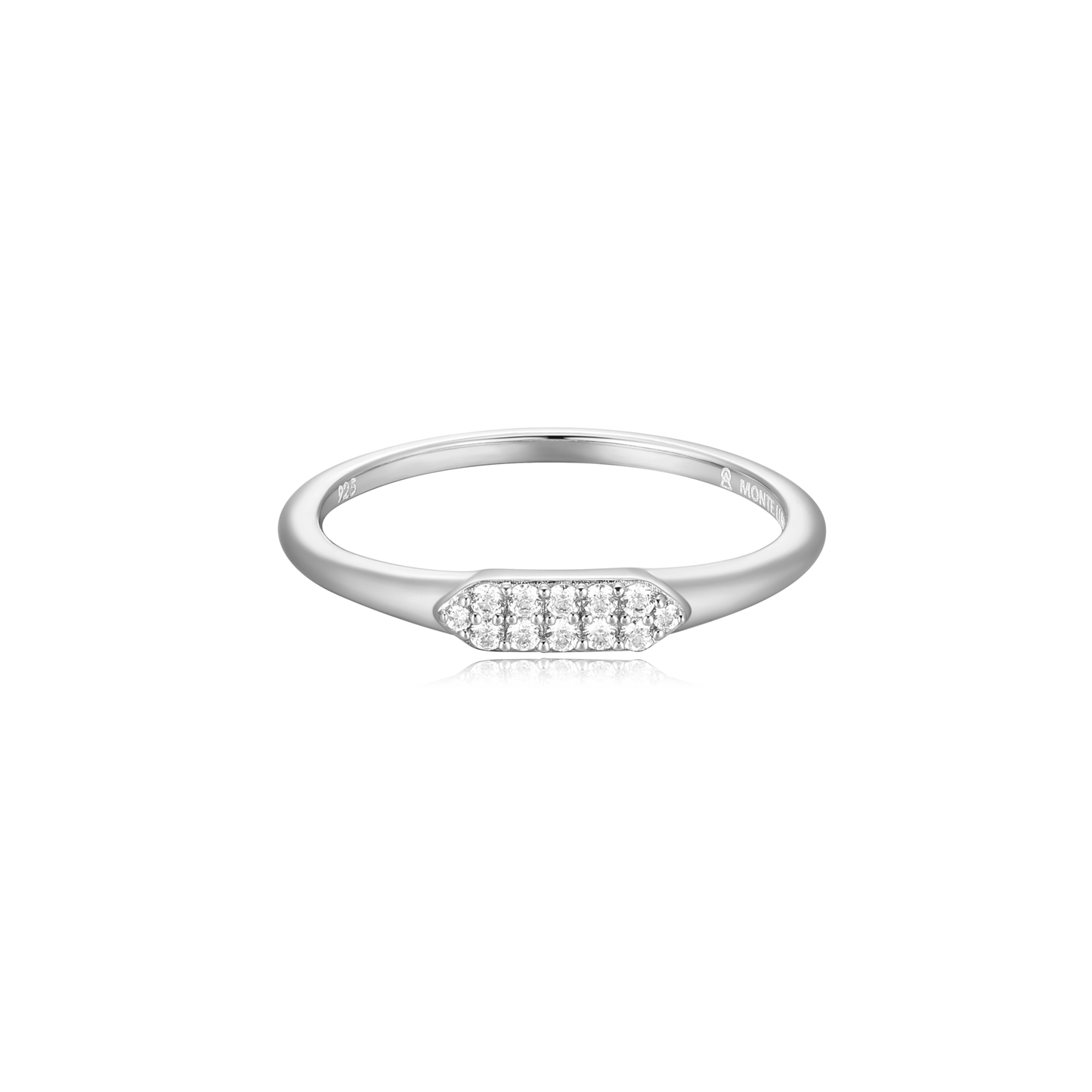 Long Hex Stackable Ring in Rhodium-Plated Sterling Silver | M by Monte Luna