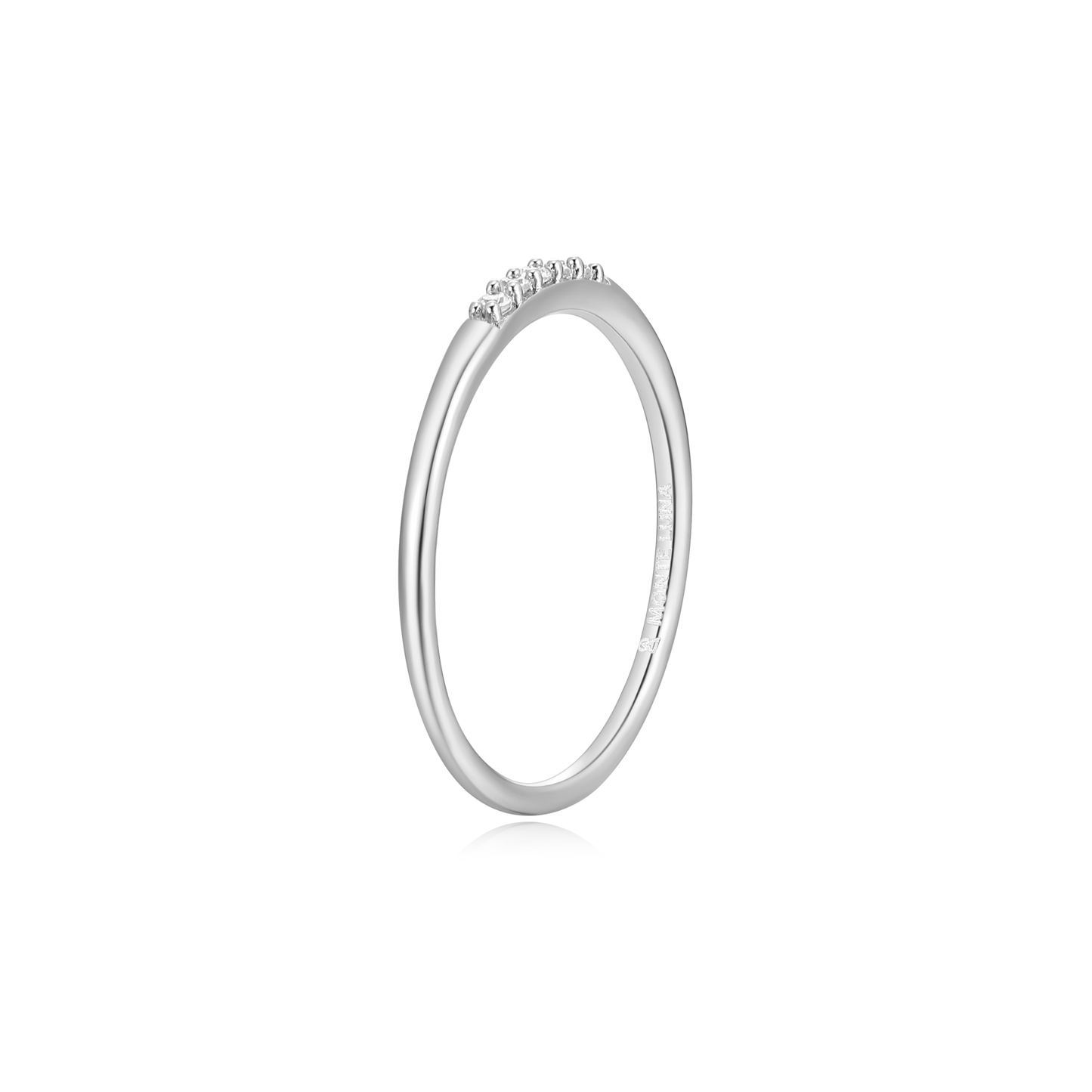 Lab-Created Diamond Line Stackable Ring in Rhodium-Plated Sterling Silver | M by Monte Luna