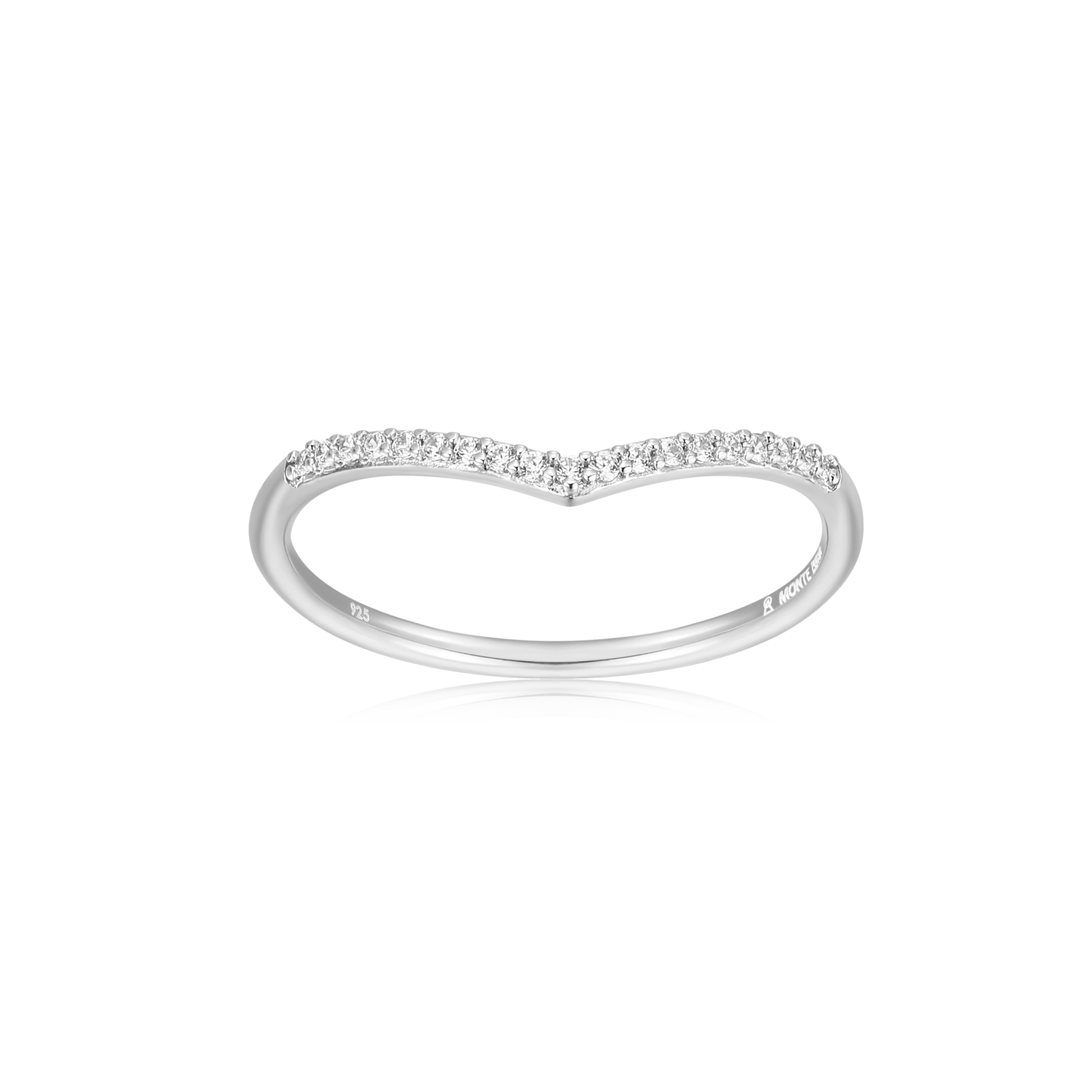 Chevron Stackable Ring in Rhodium-Plated Sterling Silver | M by Monte Luna