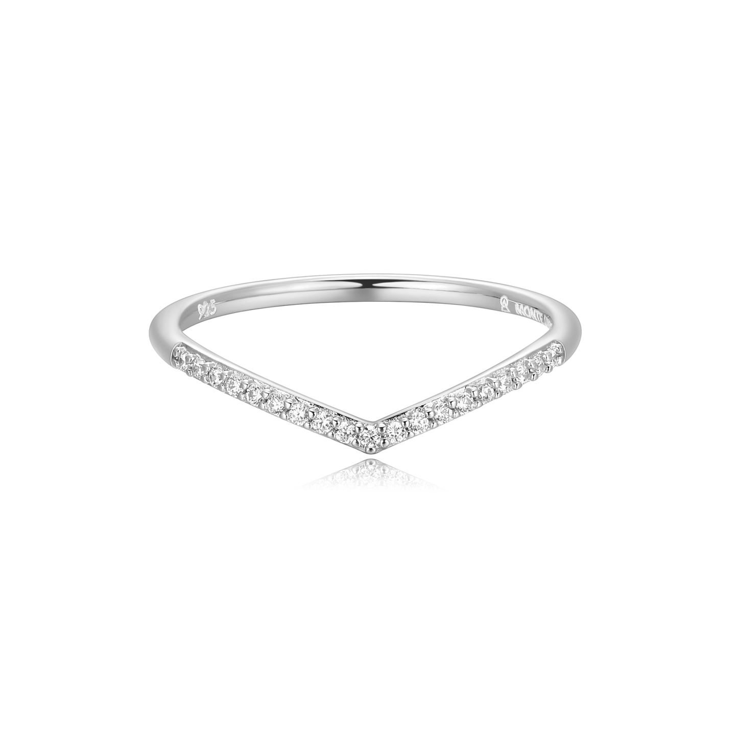 Chevron Stackable Ring in Rhodium-Plated Sterling Silver | M by Monte Luna