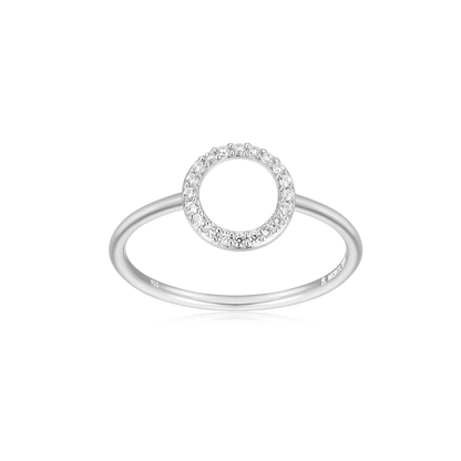 Open Circle Stackable Ring in Rhodium-Plated Sterling Silver | M by Monte Luna